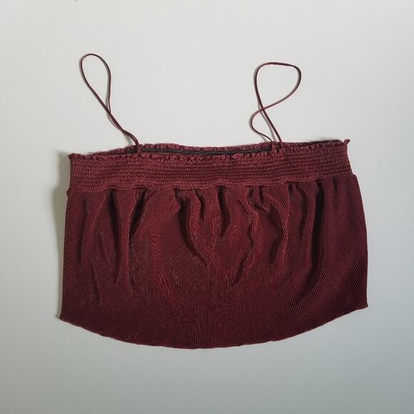 Urban Outfitters Out From Under Pleated Cropped Top Brown size Large - Picture 8 of 8